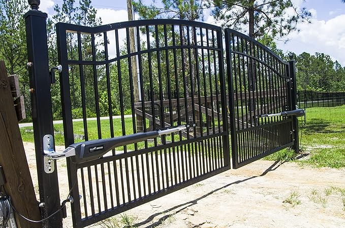 Mighty Mule Gate Opener, Solar and Smart Ready, Heavy Duty Automatic Gate Opener, Gates up to 18ft or 850lb Per Gate Leaf, Dual Gate Opener - Estate, MM572W-EST