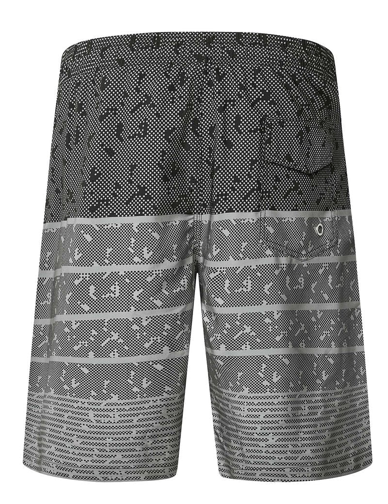 ELETOP Men's Swim Trunks Quick Dry Bathing Suit Swimming Board Shorts Mesh Lining Beach Swimwear Stripe Grey XL