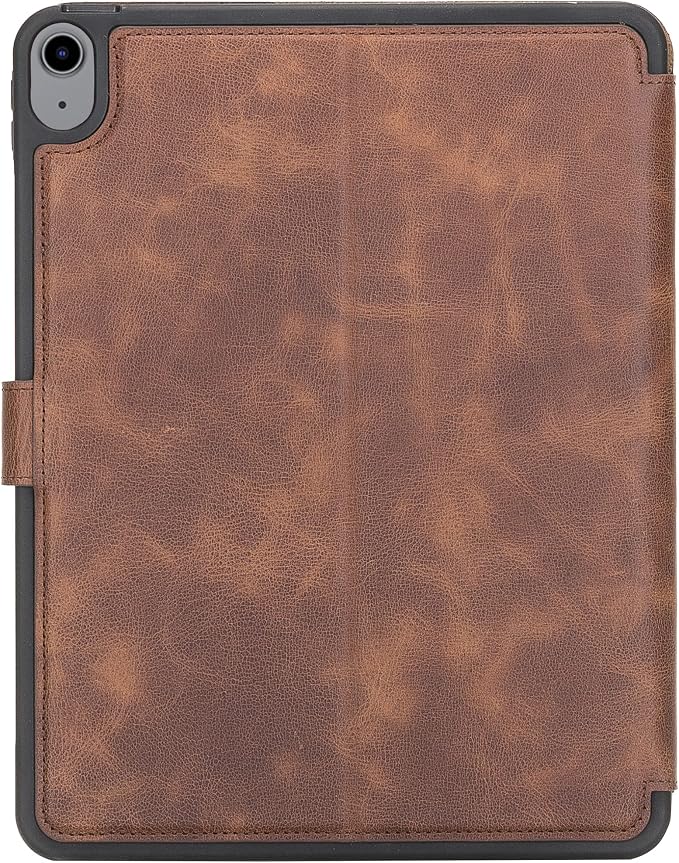 Genuine Leather Handmade iPad 10.2 Magnetic Closure Case with Separeted Compartments and Card Slots for Women &amp Men (8th Gen 2020) (7th Gen 2019) (Black)