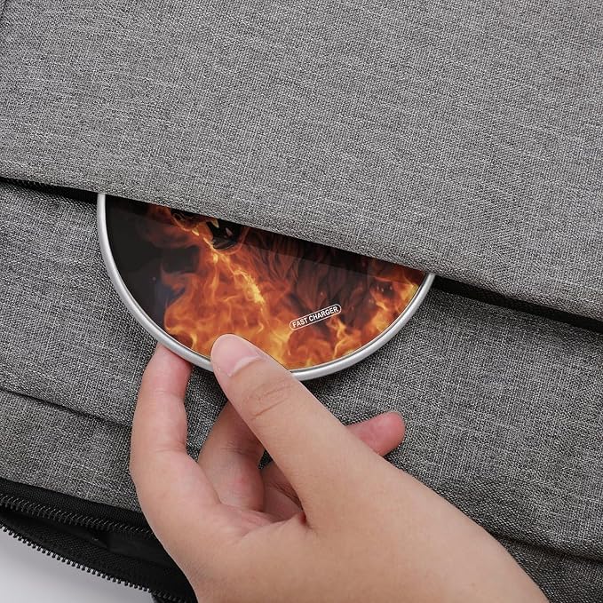 Wolf Surrounded by Fire Wireless Charger with Aluminum Alloy Frame Qi Certified Fast Wireless Charging Pad 10W Charging Station Portable Phone Charger for All Wireless Charging Phone