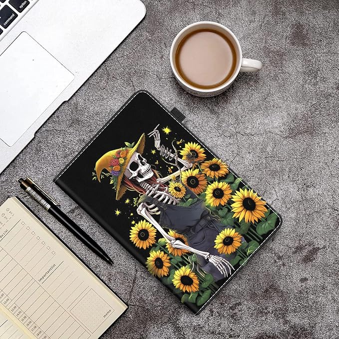 Case Cover for Amazon All-New Kindle Fire 7 Tablet (2022 Release-12th Generation) Latest Model 7 Slim Folding Stand Cover with Auto Wake/Sleep Dancing Skeleton in Mexican Costume
