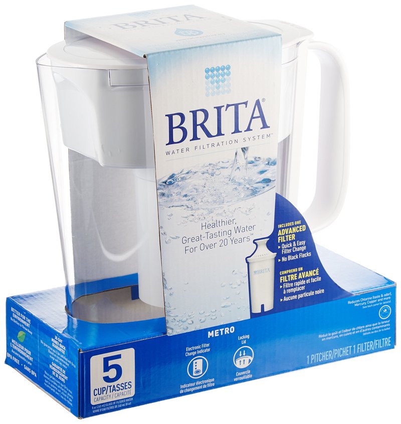 Brita Small 5 Cup Water Filter Pitcher with 1 Standard Filter, BPA Free – Metro, White