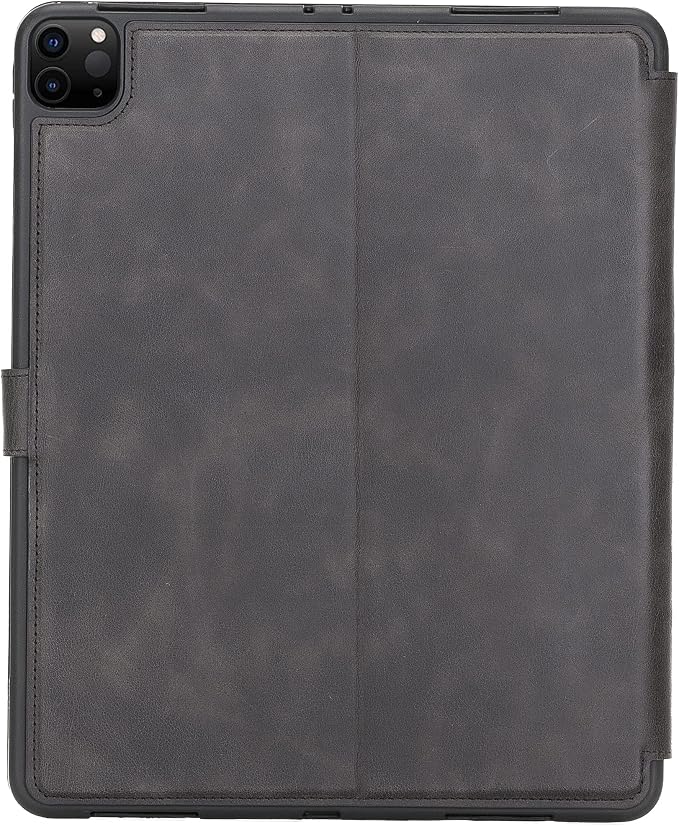 Genuine Leather Handmade iPad 10.2 Magnetic Closure Case with Separeted Compartments and Card Slots for Women &amp Men (8th Gen 2020) (7th Gen 2019) (Black)
