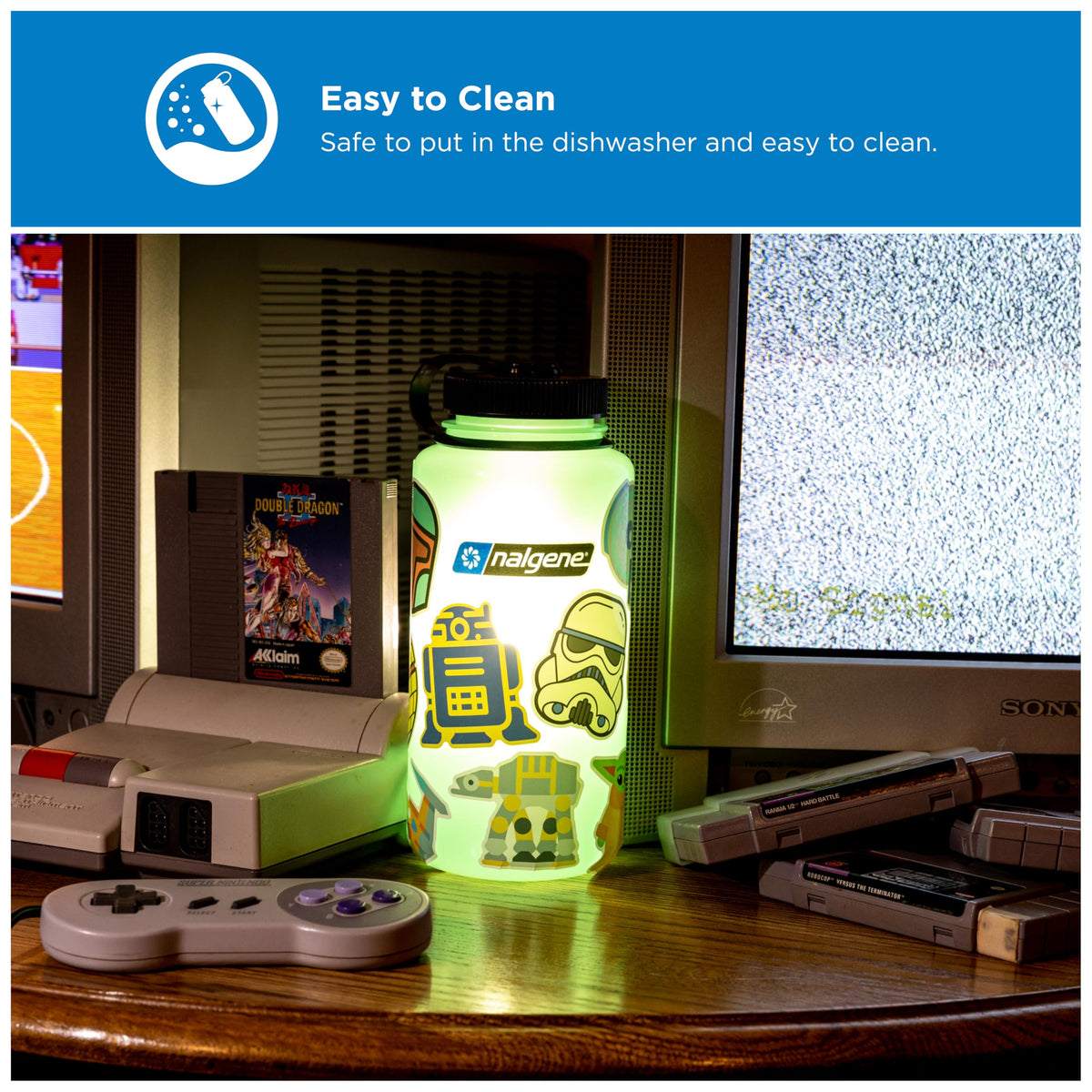 Nalgene 32 oz Wide Mouth Water Bottle, Glow Green