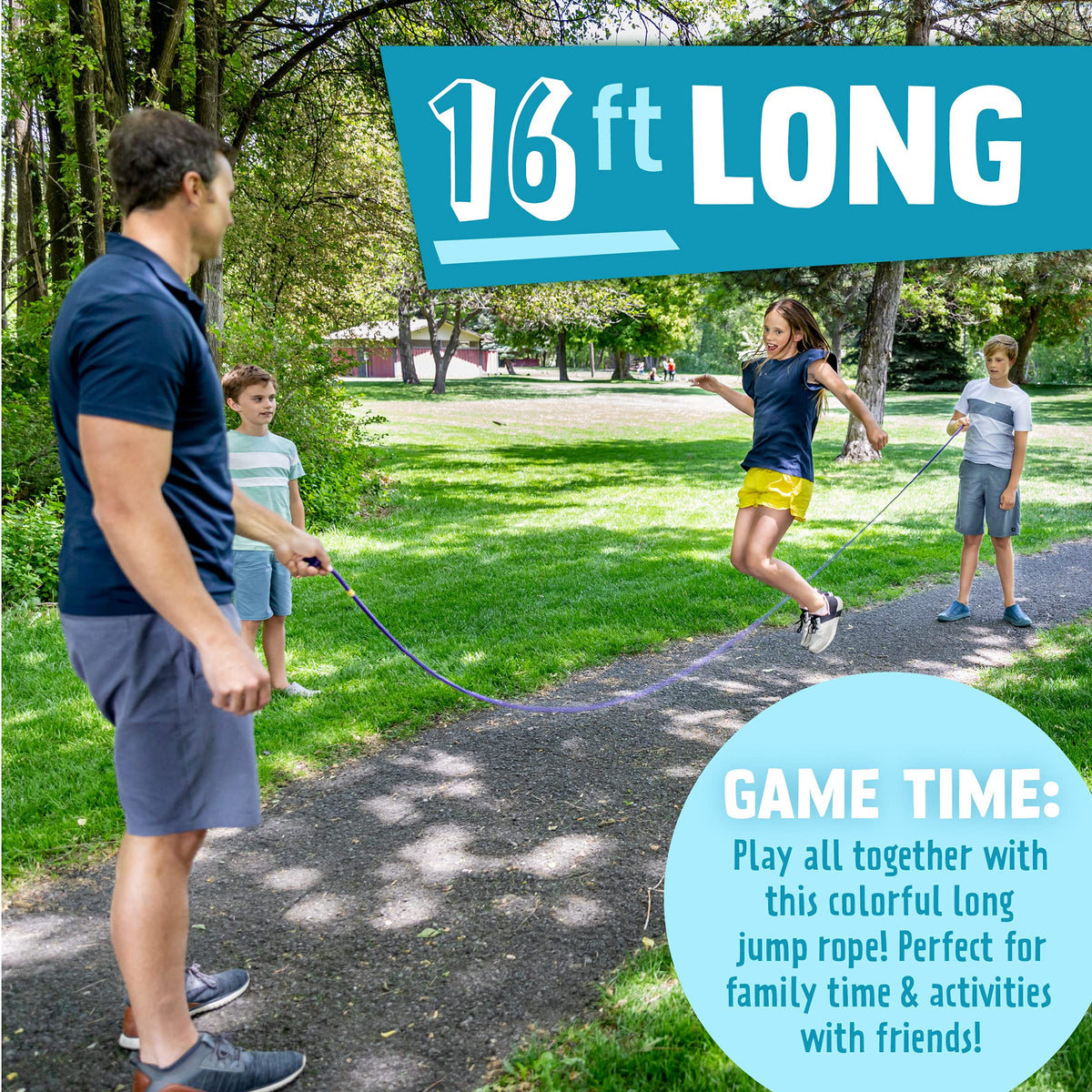 Just Jump It 16' Foot Single Jump Rope - Active Outdoor Youth Fitness - Double Dutch Length - Raspberry Confetti