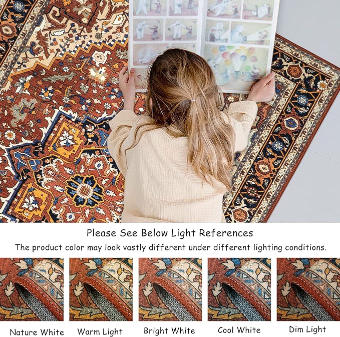 Moynesa Ultra-Thin Washable Area Rug - 2x3 Small Kitchen Rug for Entryway Mat, Oriental Non-Slip Non-Shedding Indoor Floor Carpet for Bathroom Sink Bedroom Living Room Coffee Table Hardwood Floors