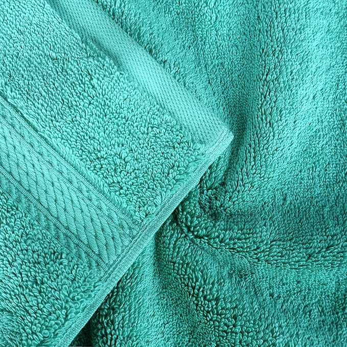 Superior Egyptian Cotton Pile Bath Sheet Set of 2, Ultra Soft Luxury Towels, Thick Plush Essentials, Absorbent Heavyweight, Guest Bath, Hotel, Spa, Home Bathroom, Shower Basics, Turquoise