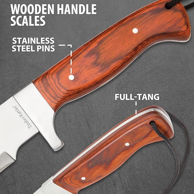 Timber Rattler Jungle Beast Machete | 18 3/4" Stainless Steel Blade | Secure Wooden Handle | Stainless Steel Guard | Durable Nylon Sheath Included | 25" Overall Length