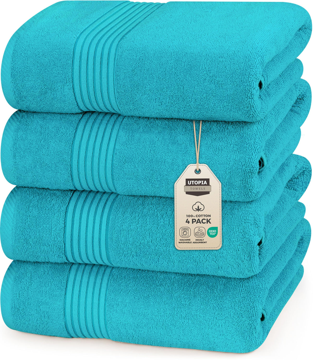Utopia Towels Luxurious Bath Towels Set, 27x54 in, 4 Pack, Soft, Turquoise