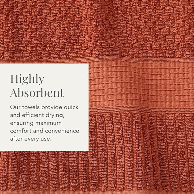 NY Loft 100% Cotton Hand Towel 6 Pack Hand Towel Set | Super Soft & Absorbent Quick-Dry Hand Towels 16" x 28" |Textured and Durable Cotton | Trinity Collection (6 Pack Hand Towel, Clay)