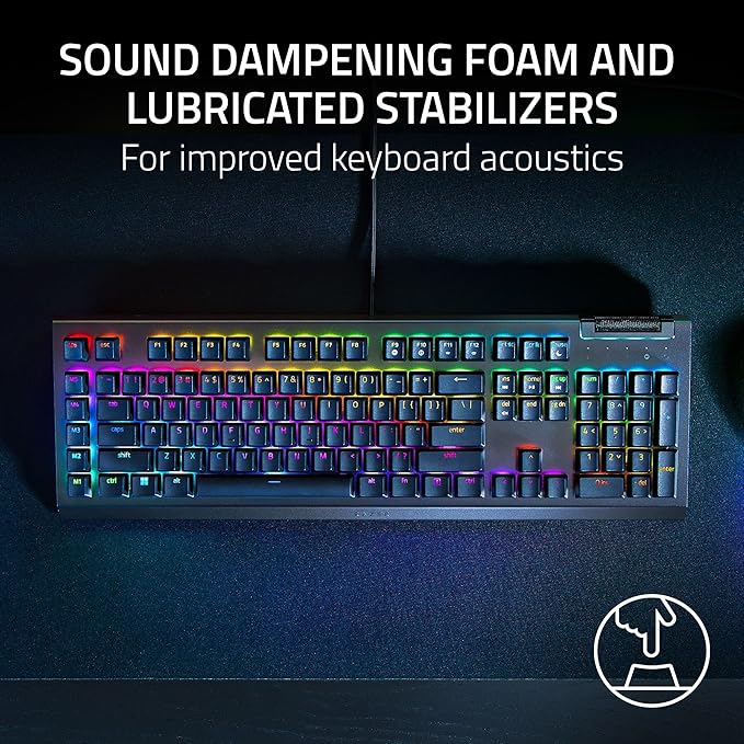 Razer BlackWidow V4 X - Mechanical Gaming Keyboard: Green Switches Tactile & Clicky, 6 Dedicated Macro Keys, Chroma RGB, Doubleshot ABS Keycaps, Media Controls, Sound Dampening & Stabilizers (Renewed)