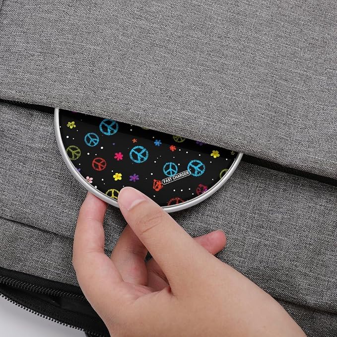 Colorful Peace Sign Wireless Charger SlimWireless Charging Pad Anti-Slip Charger Mat for Men Women