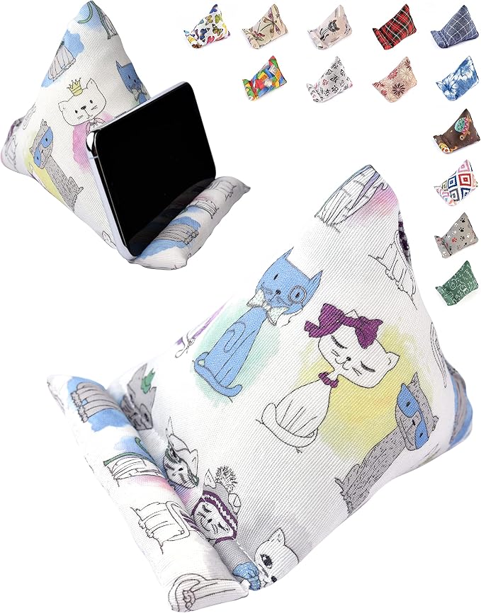 Handmade Phone Pillow Holder - The Wedge Mobile Device Stand - Fabric Phone Stand for All iPhones All Smartphones! 7 x 6.1 x 5.5 Inches (ABC)