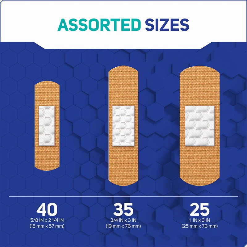 Care Science Fabric Adhesive Bandages, 100 ct Assorted Sizes | Flexible + Breathable Protection Helps Prevent Infection for First Aid and Wound Care