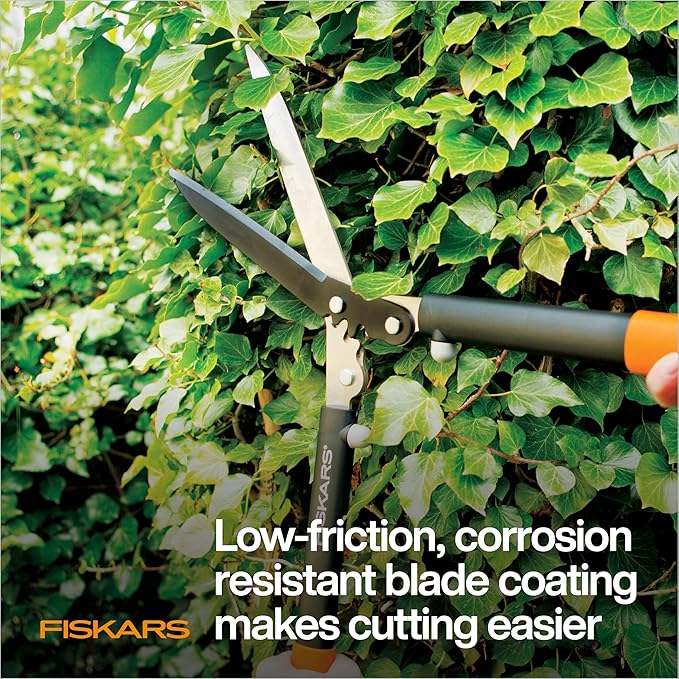 Fiskars PowerGear Hedge Shears - 23" Stainless Steel Blades - Plant Cutting Scissors with Sharp Precision-Ground Steel Blade