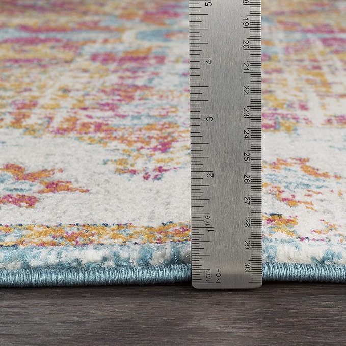 Livabliss Odelia Vintage Bohemian Area Rug,5'3" x 7'3",Orange/Aqua