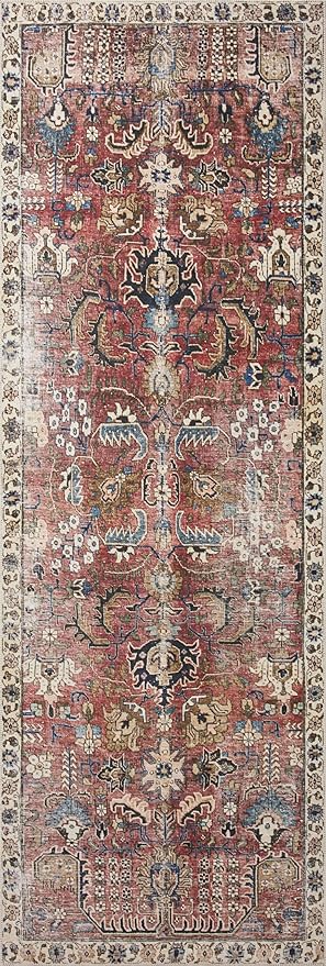 Loloi Chris Loves Julia Jules Collection JUL-01 Merlot/Multi 2'-6'' x 7'-6'', .13" Pile Height, Runner Rug