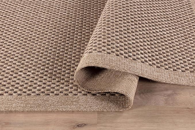CAMILSON Easy Jute Rug 5x7, Indoor Outdoor Natural Color Fiber Area Rugs for Living Room Patio and Kitchen Rug, Sisal Boho Woven Design, Easy-Cleaning, Washable Outside Carpet Alfombras (5 x 7)