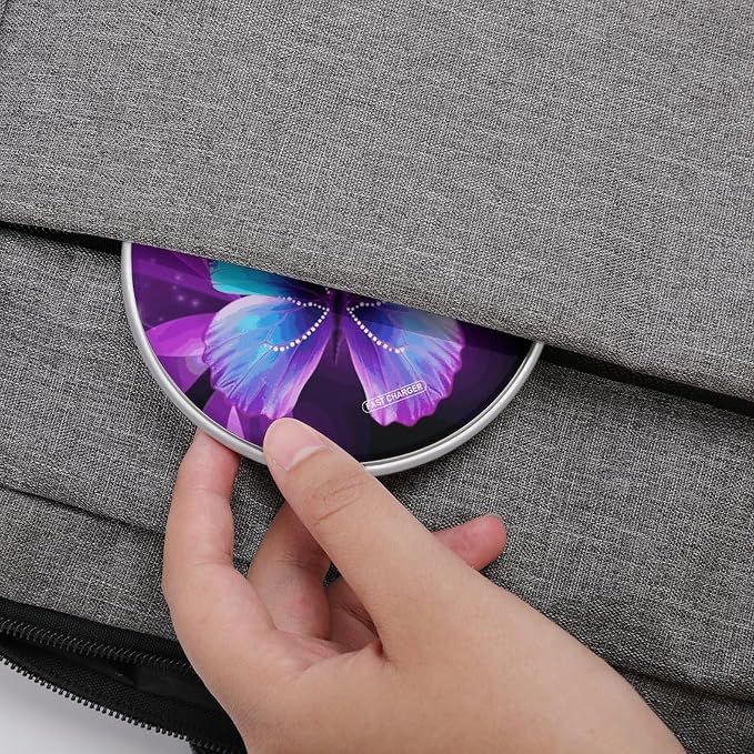 Blue Purple Butterfly Wireless Charger Aluminum Alloy Frame 10W Fast Charging Pad with Indicator Light 6mm Thin &amp Portable Wireless Charging Pad for Travel Home Office Desk