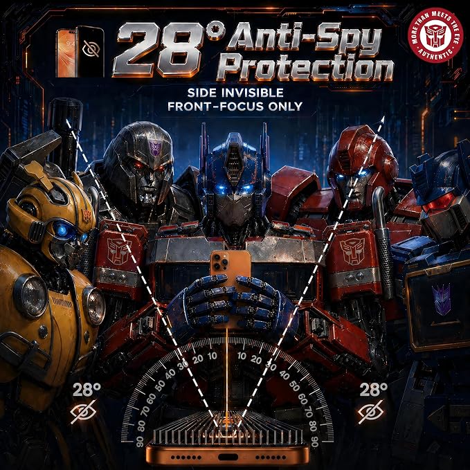 Transformers Licensed iPhone 15 Screen Protector | Impact Resistant Scratch Resistant Bubble-Free Install Smooth Touch Fit 365-Day Warranty