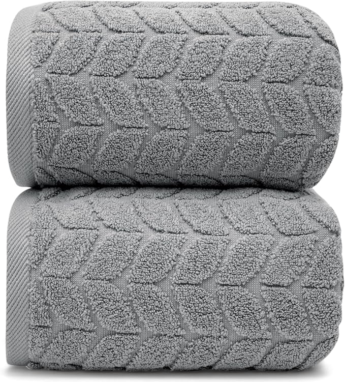 Ultra Soft & Stylish 700 GSM Luxury Bath Sheets | Pack of 2 | Extra Large 35x70 Inches | 100% Zero-Twist, Long-Staple Cotton | Remarkably Absorbent (Pewter Grey)