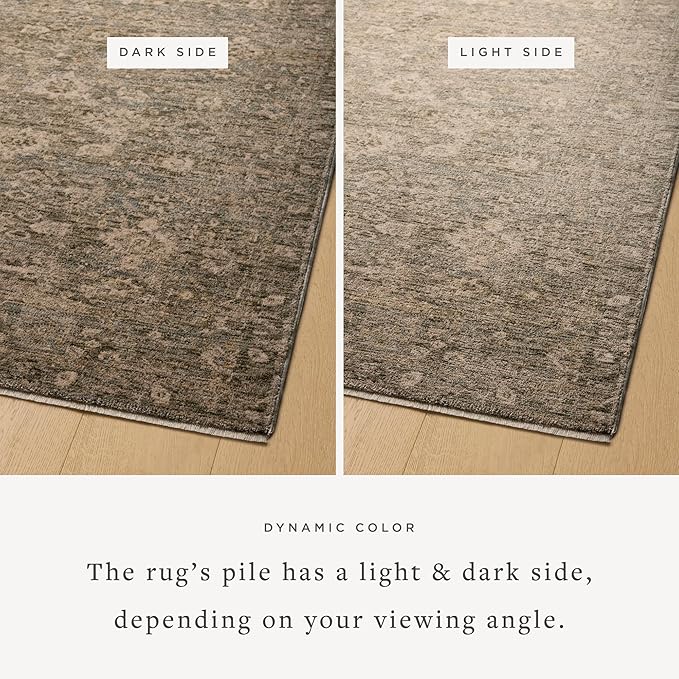Loloi Magnolia Home by Joanna Gaines Junie Collection JUE-06 Lagoon/Natural 5'-3" x 5'-3", .38" Pile Height, Round Area Rug