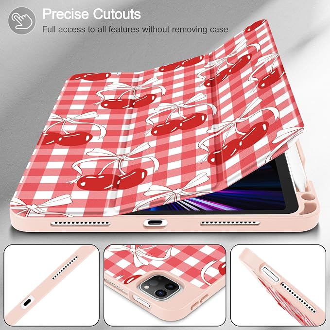 May Chen Case for iPad Pro 11 inch (4th 3rd 2nd &amp 1st Gen) 2022 2021 2020 2018 Trifold Stand + Pencil Holder + Auto Wake/Sleep + Soft TPU Protective Stand Back Cover Abstract Floral