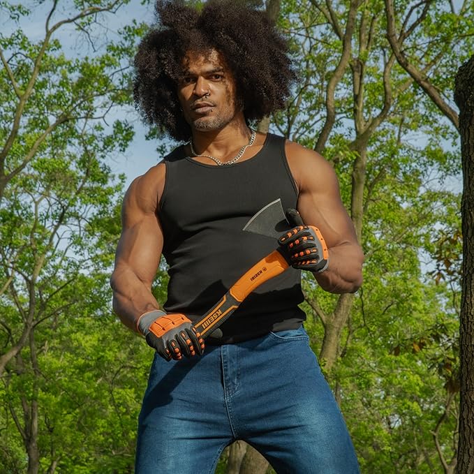 KSEIBI Wood Axe, Small Outdoor Camp Hatchet for Splitting and Kindling Wood, Forged Steel Blade with Anti-Slip and Shock Reduction Handle Great Throwing Axes and Hatchets (Modern)
