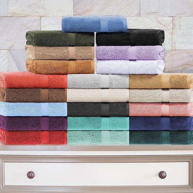 Superior Egyptian Cotton Pile 10 Piece Towel Set, Includes 2 Bath, 4 Hand, 4 Face Towels/Washcloths, Ultra Soft Luxury Towels, Thick Plush Essentials, Guest Bath, Spa, Hotel Bathroom, Rust