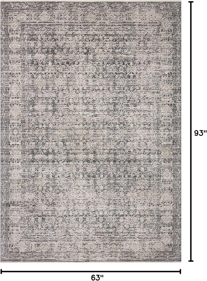 Loloi Amber Lewis Alie Collection ALE-03 Charcoal/Dove 5'-3'' x 7'-9'', .13'' Pile Height, Area Rug