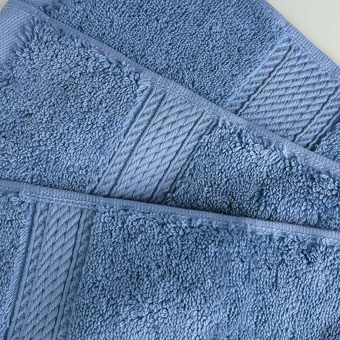 Superior Egyptian Cotton Pile Bath Sheet Set of 2, Ultra Soft Luxury Towels, Thick Plush Essentials, Absorbent Heavyweight, Guest Bath, Hotel, Spa, Home Bathroom, Shower Basics, Denim Blue