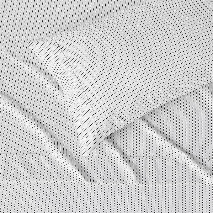 Amazon Basics Lightweight Microfiber 3-Piece Bed Sheet Set, Plum, Printed, Twin XL