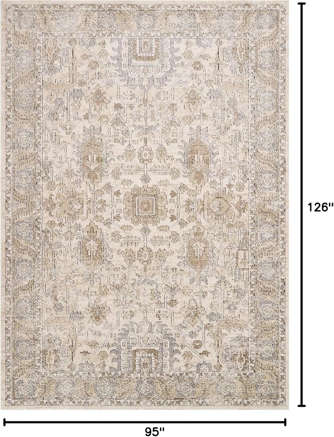 Loloi Teagan Collection TEA-03 Ivory/Sand 7'-11" x 10'-6" Area Rug, Large, Soft Neutral Rug, High-Traffic for Living Room, Bedroom, Home Office, Dining Area