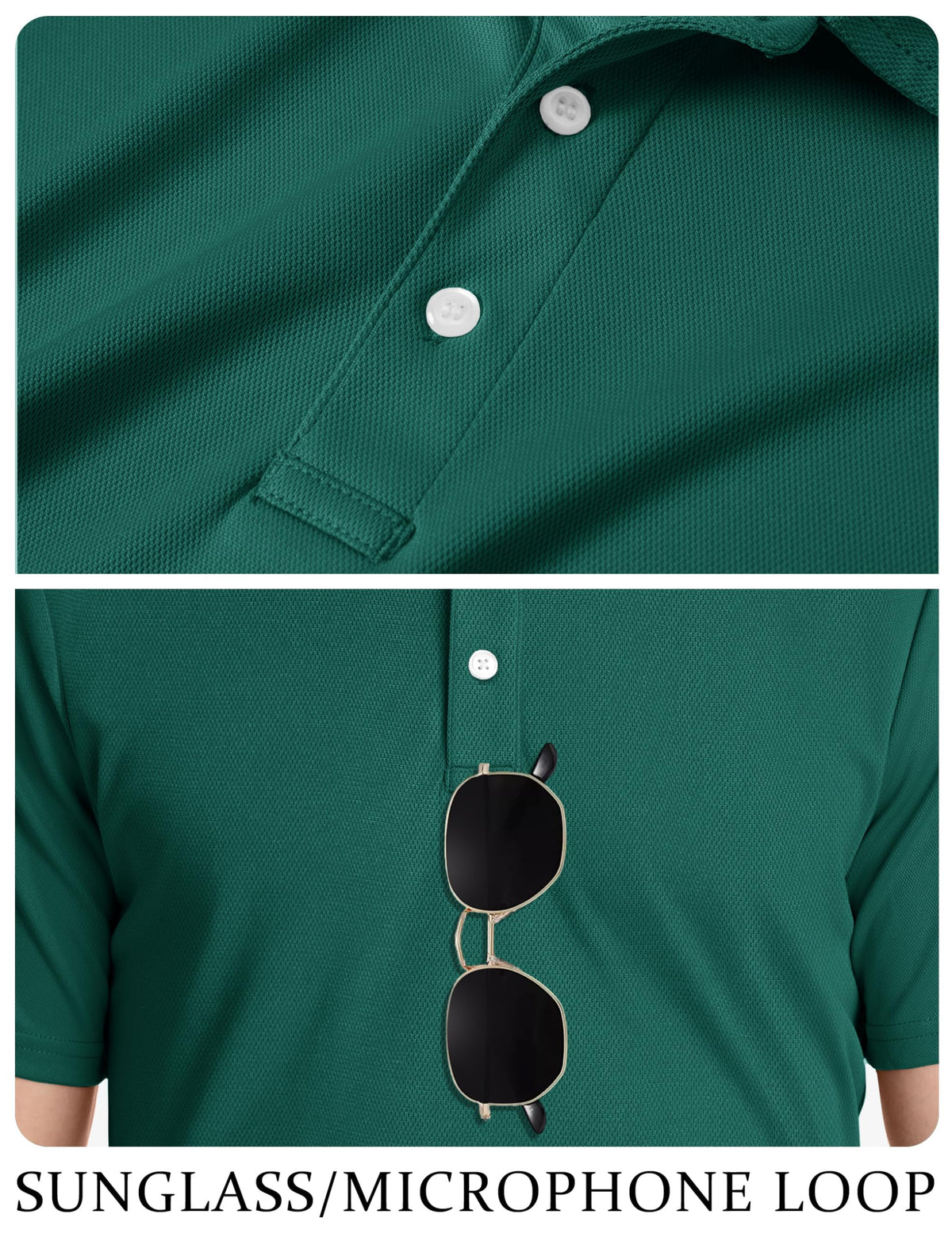 TACVASEN Mens Golf Shirt Dry Fit Mens Polo Shirts Short Sleeve Performance Golf Polos for Men with Collar Work Shirts Emerald Green, M