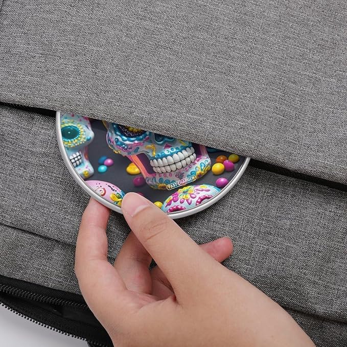 Sugar Skulls Wireless Charger Portable Fast Charging Pad Lightweight Wireless Charging Pad 10W Slim Charging Station for Phone Charger Mat for Travel Home Office Desk