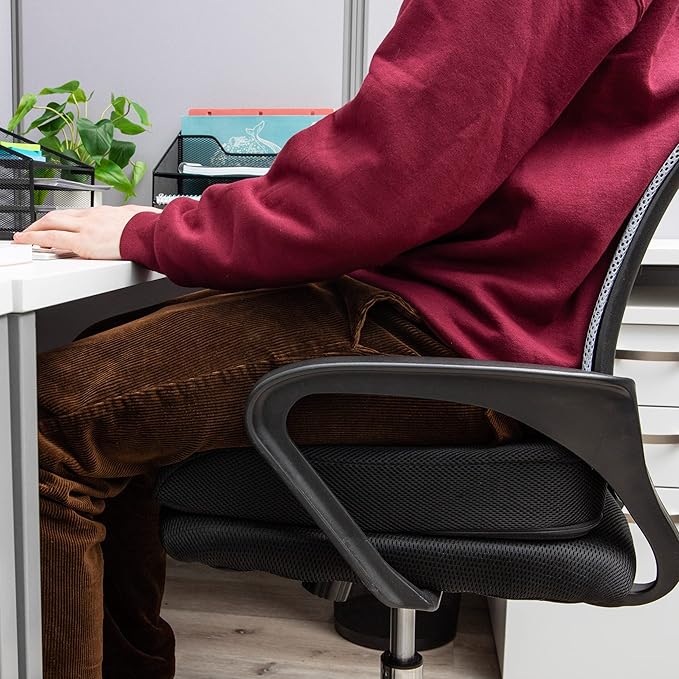 Mind Reader Air-Cloud Seat Cushion, Ergonomic Support for Posture, Pressure Relief, and Pain Reduction, Portable with Washable Cover, Memory Foam, Black