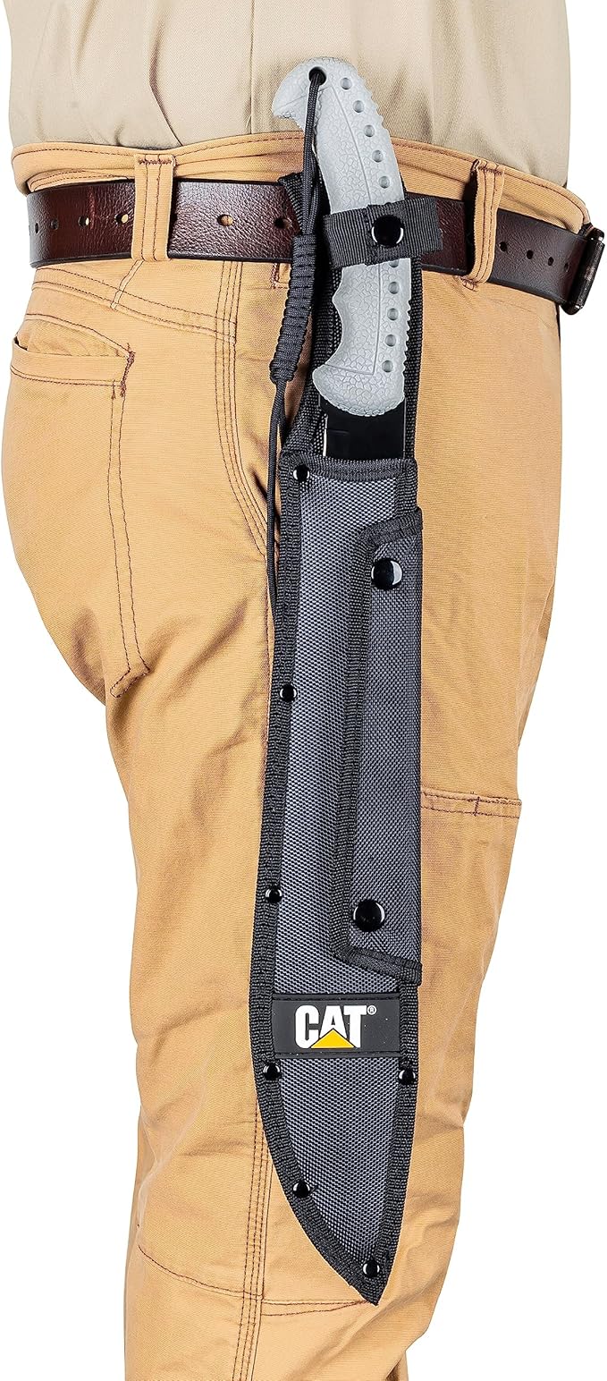 CAT Machete 21-Inch Blade with Shoulder Strap Sheath, Inch, 3CR13 Stainless Steel Blade Knife, Cut Brush Clearing, Hiking, Camping, Gardening - Black 980691ECT