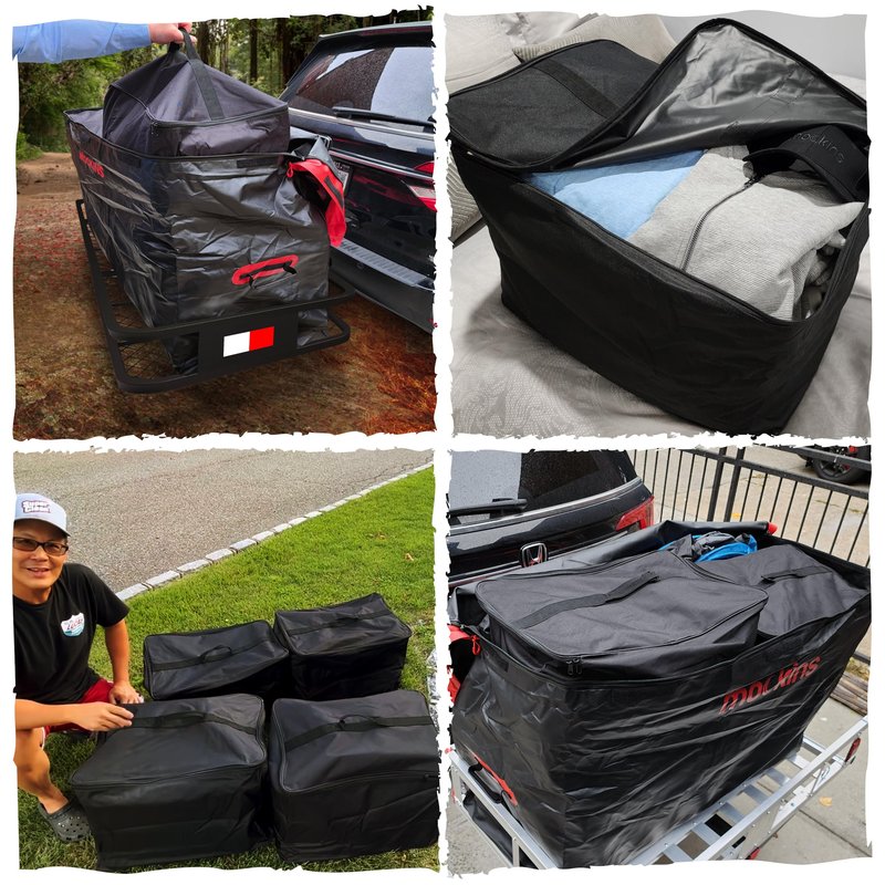 Mockins 15 Cu Ft Trailer Hitch Cargo Carrier Bag with 4 Packing Cubes