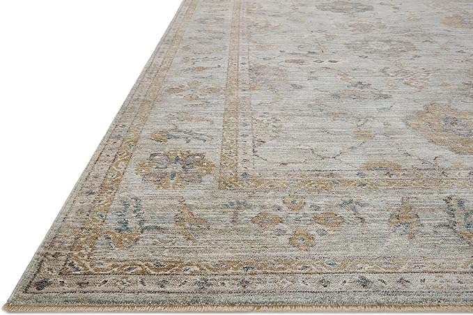 Loloi Magnolia Home by Joanna Gaines Millie Collection MIE-02 Sky/Gold 9'-6" x 13'-1", .25" Pile Height, Area Rug