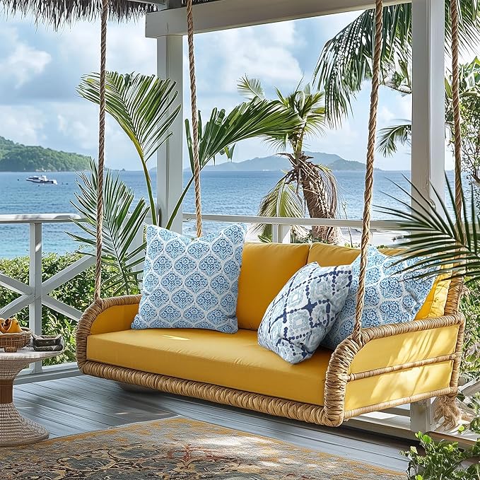 Outdoor Pillows for Patio Furniture 18x18 inch, Square Outdoor Throw Pillows with Inserts, Decorative Toss Pillows for Garden Couch Home Sofa Office Chair, Pack of 2, Celadon Geometric