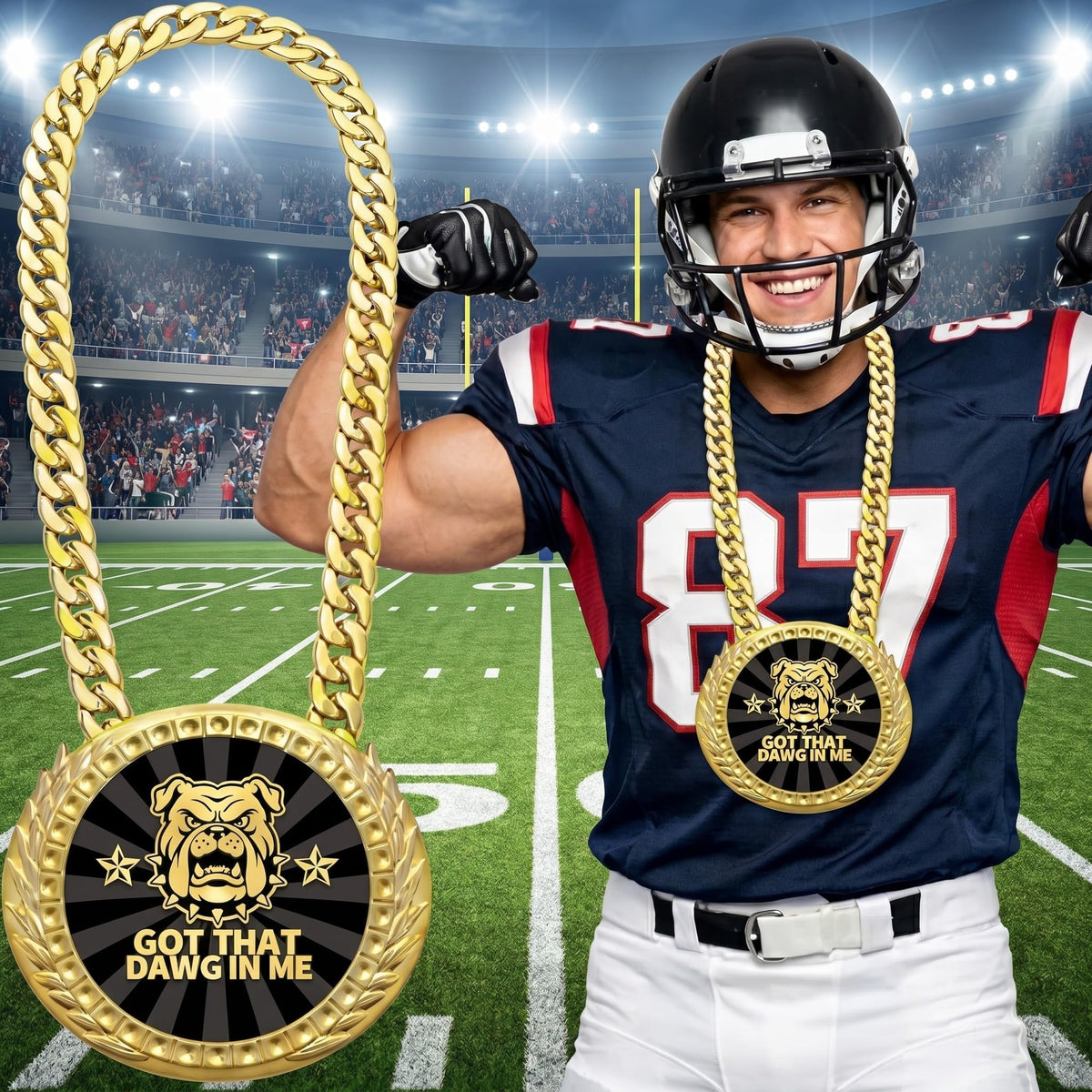 Tondiamo Sports MVP Turnover Chain Medal 6" Big Gold Champ Award Necklace Chain Baseball Basketball Football Soccer Softball Volleyball Competitions Prize Gifts Party Favors (Dog)