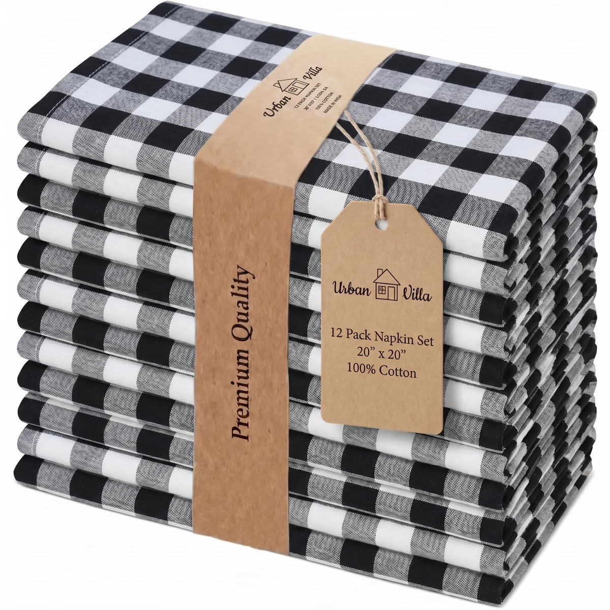 Urban Villa Cloth Napkins Cotton 20x20 (Set of 12) Rust