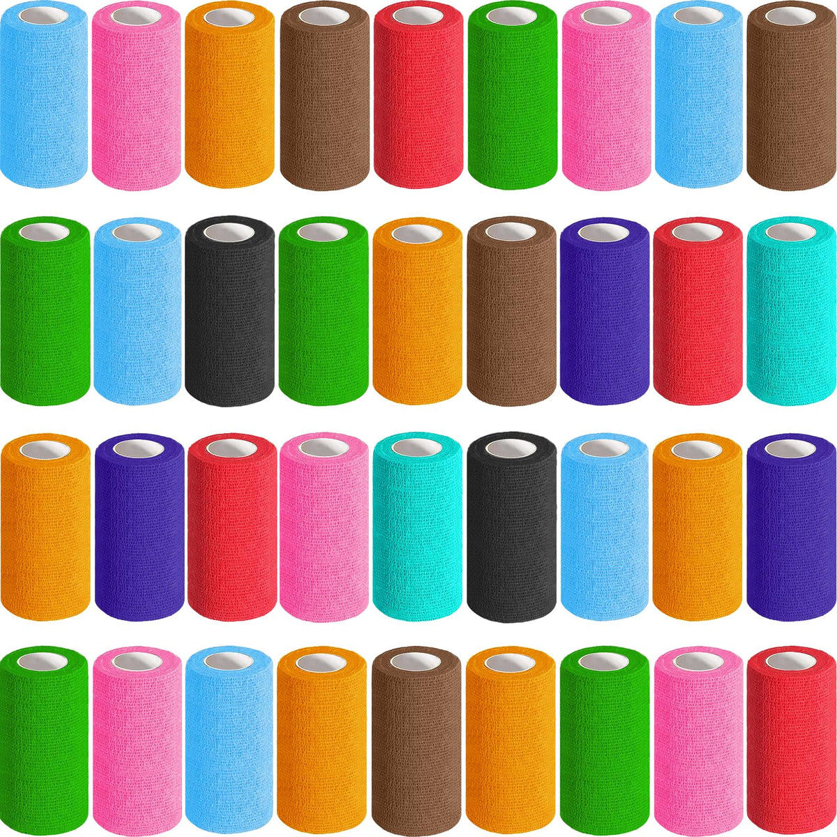 AZEN 36 Pack Self Adhesive Bandage Wrap, 4" X 5 Yards Elastic Cohesive Bandage Wrap, Color Athletic Tape, Tattoo Grip Tape Wrap, Vet Wrap, Ankle Tape