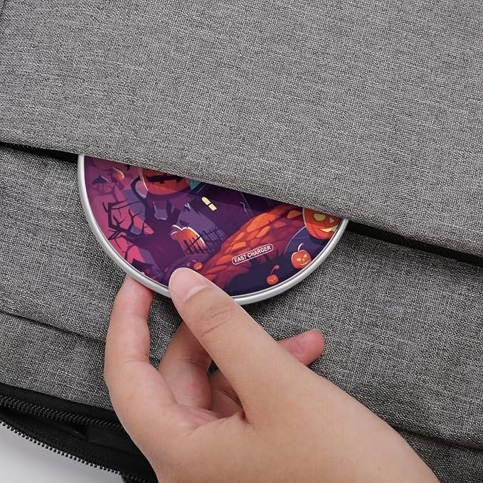 Happy Halloween Wireless Charger Aluminum Alloy Frame 10W Fast Charging Pad with Indicator Light 6mm Thin &amp Portable Wireless Charging Pad for Travel Home Office Desk