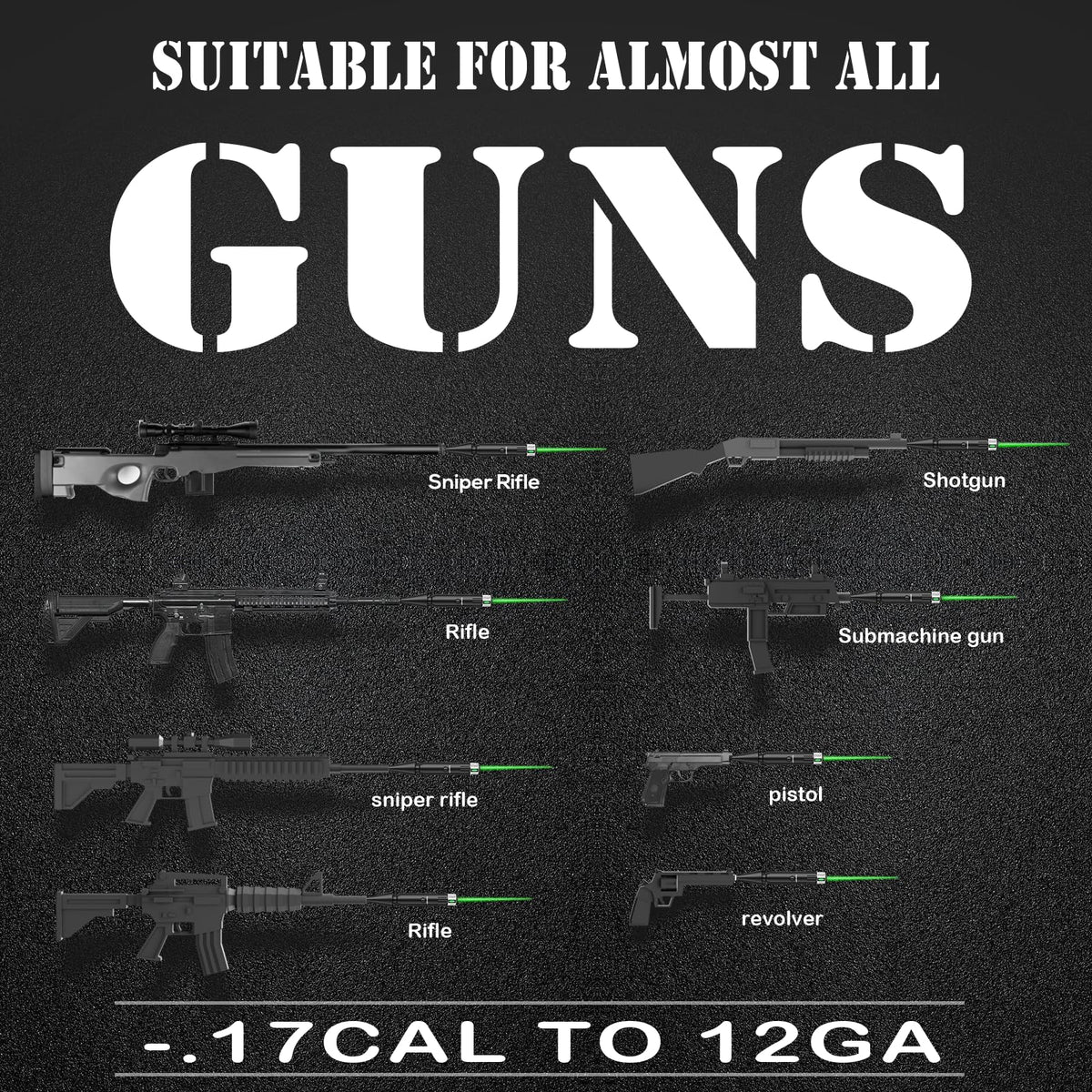Bore Sight Laser Professional Green Laser Bore Sight Kit with 32 Adapters fit 0.17 to 12GA Calibers, Multiple Caliber Green Bright Bore Sighter Laser Powerful Support for All Gun, Rifle, Pistol