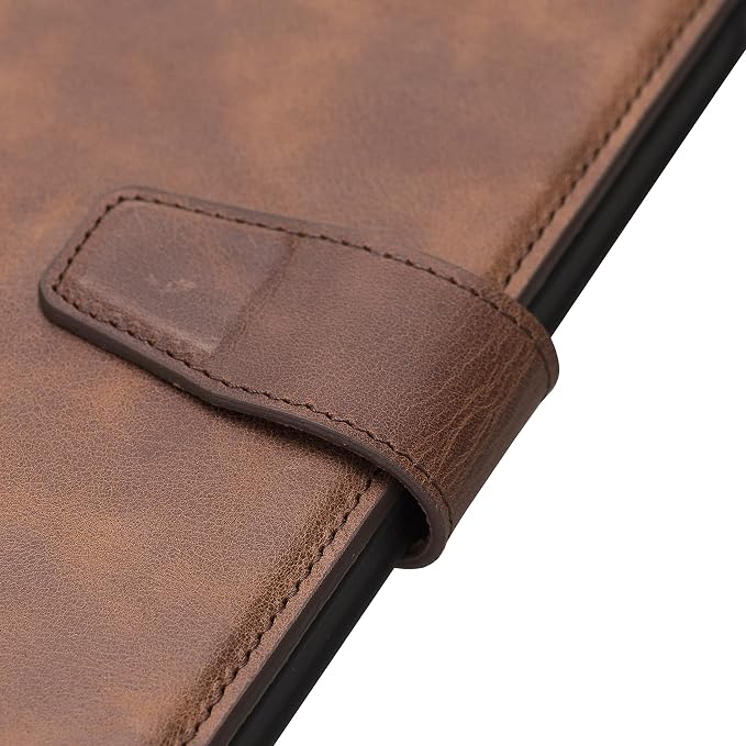 Genuine Leather Handmade iPad 10.2 Magnetic Closure Case with Separeted Compartments and Card Slots for Women &amp Men (8th Gen 2020) (7th Gen 2019) (Black)