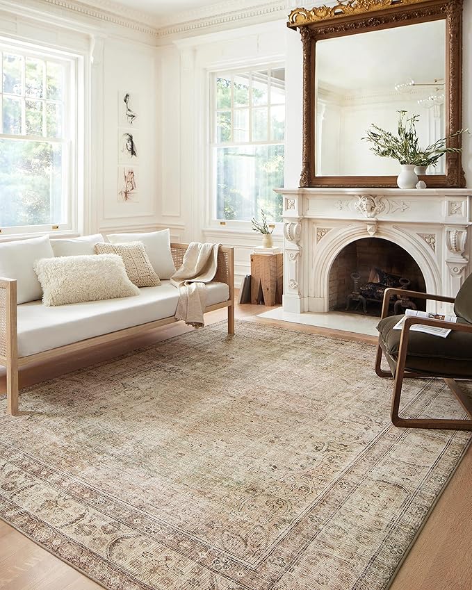 Loloi Margot Collection MAT-01 Antique/Sage 2'-6" x 7'-6" Runner Rug feat. CloudPile, No-Shed Easy Clean Large Patterned Area Rug for Living Room, Bedroom, Dining Area