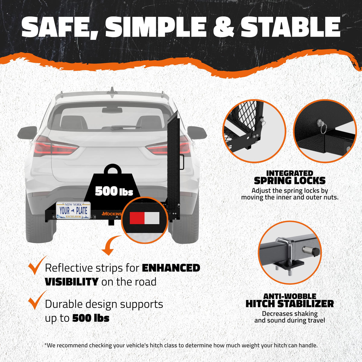 Mockins Folding Trailer Hitch Cargo Carrier with Ramp for Wheelchair