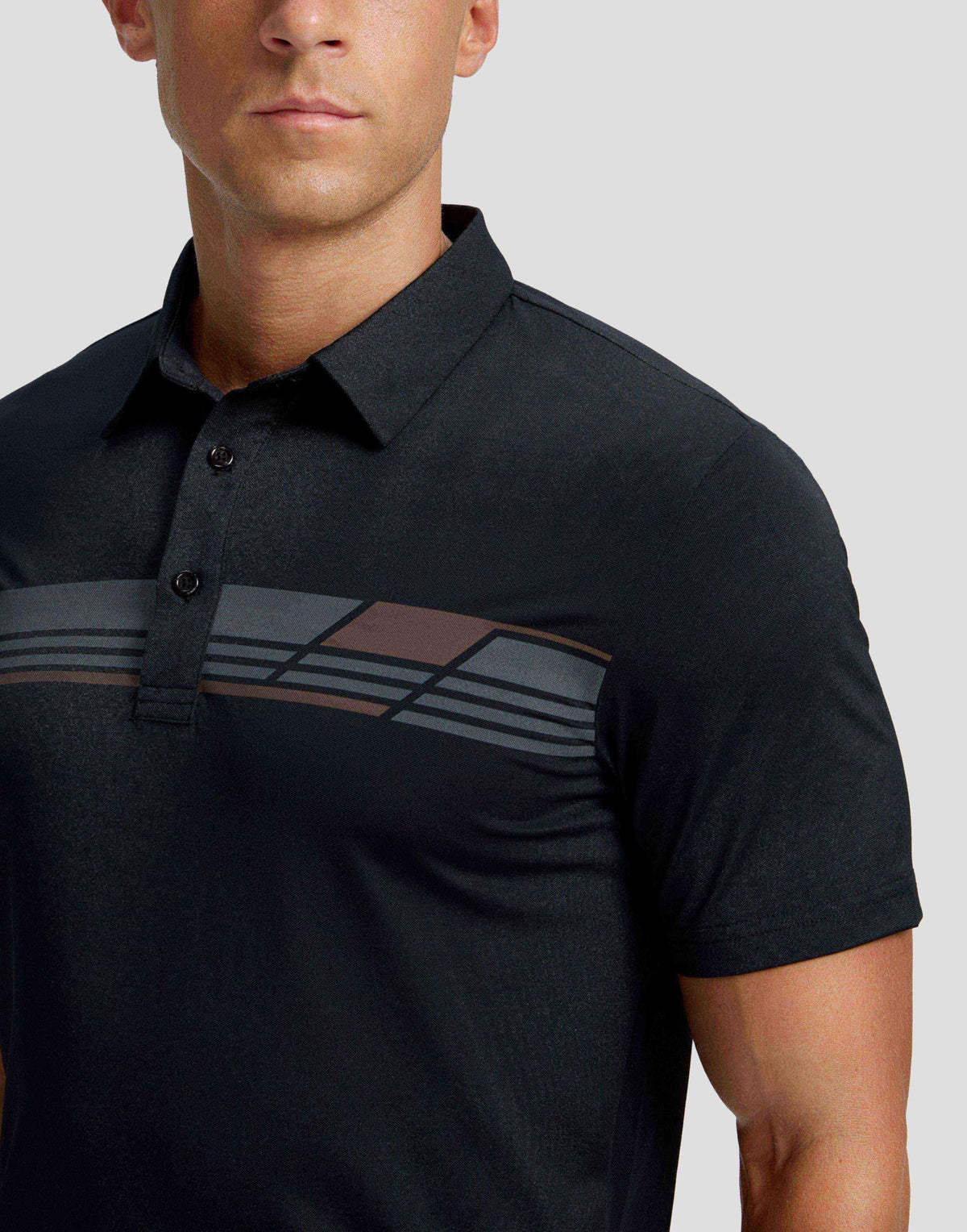 Men's Golf Polo Shirts Dry Fit Short Sleeve Shirt, Black Parallelogram, 2XL