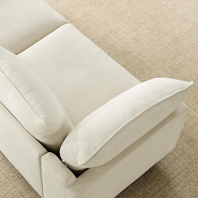 CHITA 127" Super Large Sectional Couches for Living Room, Modular Cloud Couch Sectional Sofa, Premium Fabric Couches, Down Filled, High Density Foam, Chenille in Cream, 3 Seater